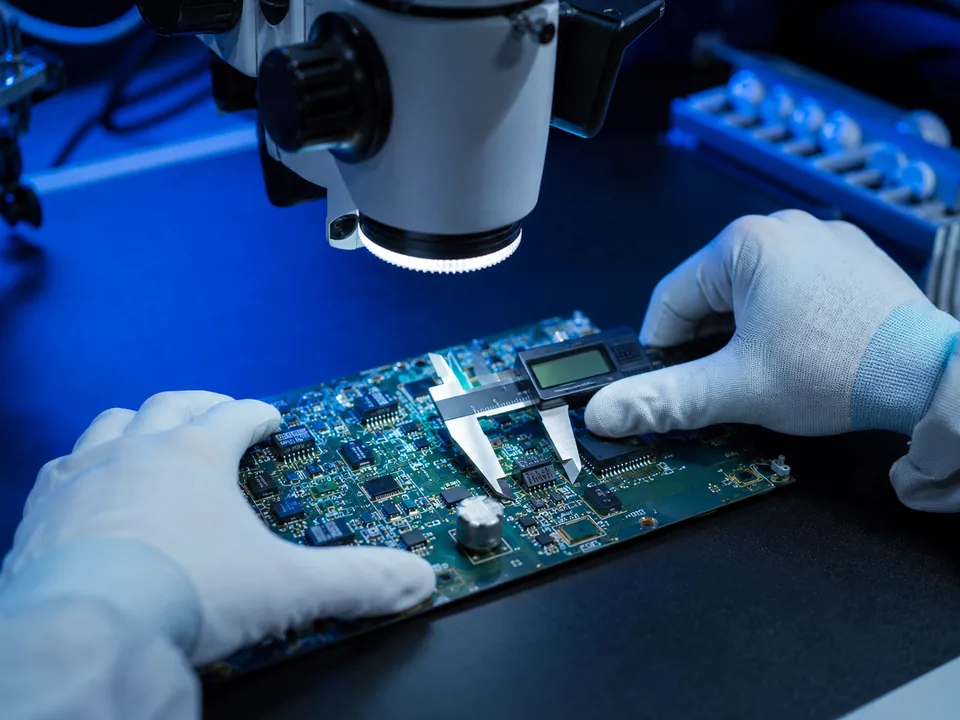 Engineer analyzing and documenting a physical PCB