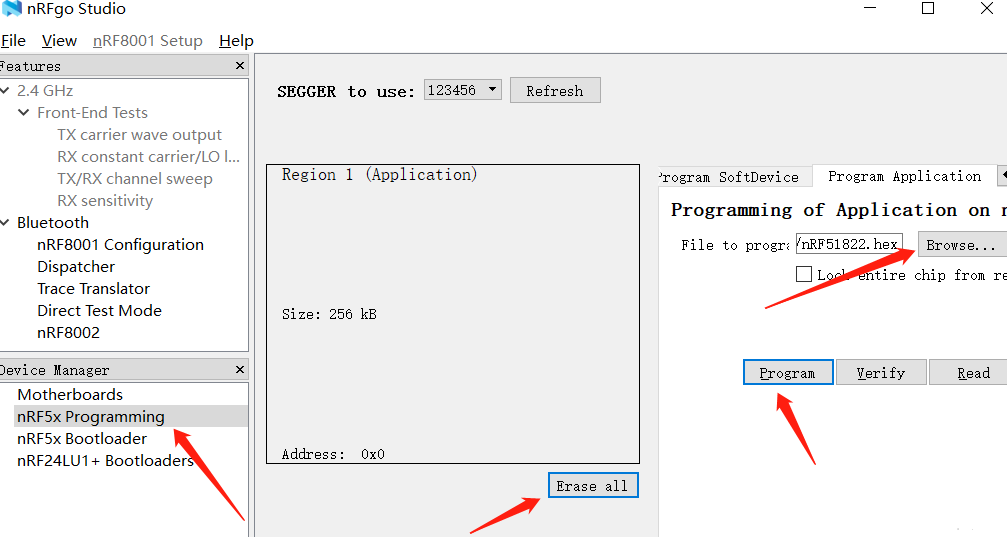 Executing nRF5x Programming in nRFgo Studio