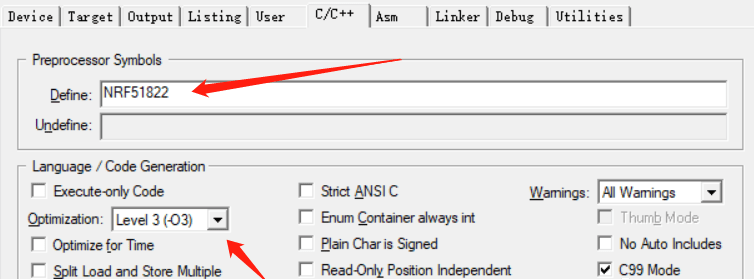 Setting macro definition for nRF51822 and compile