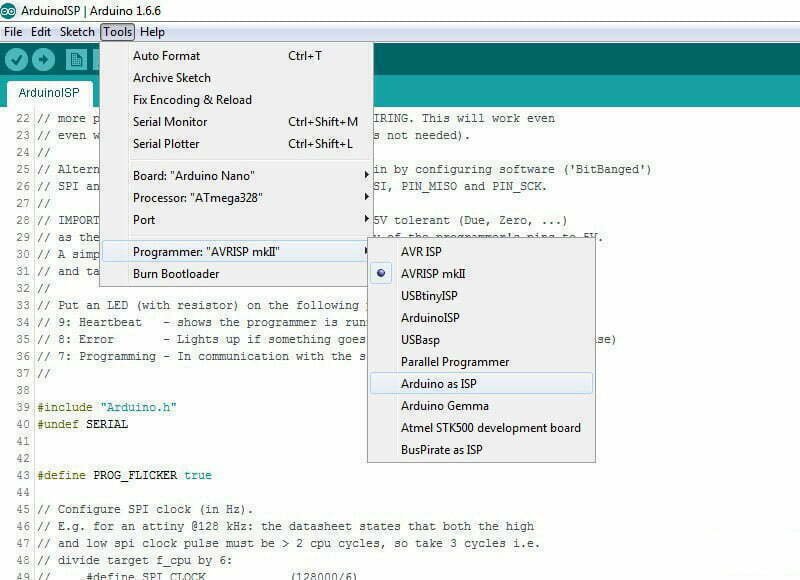 Configure Arduino as ISP