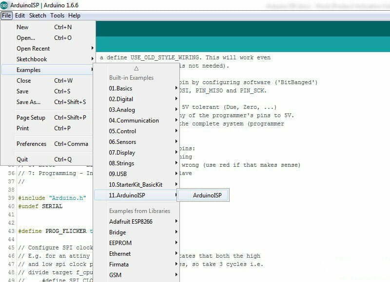 Select Arduino ISP option