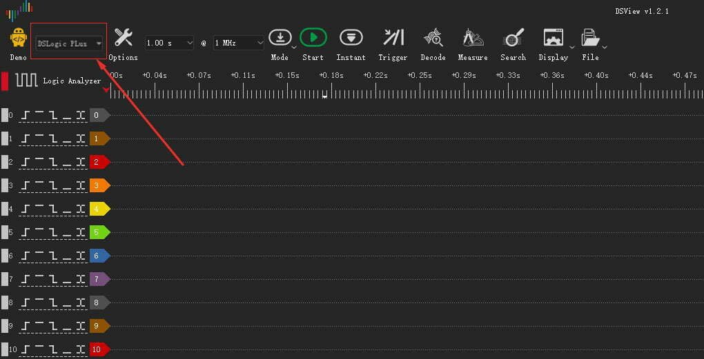 choose logic analyzer device on DSView software