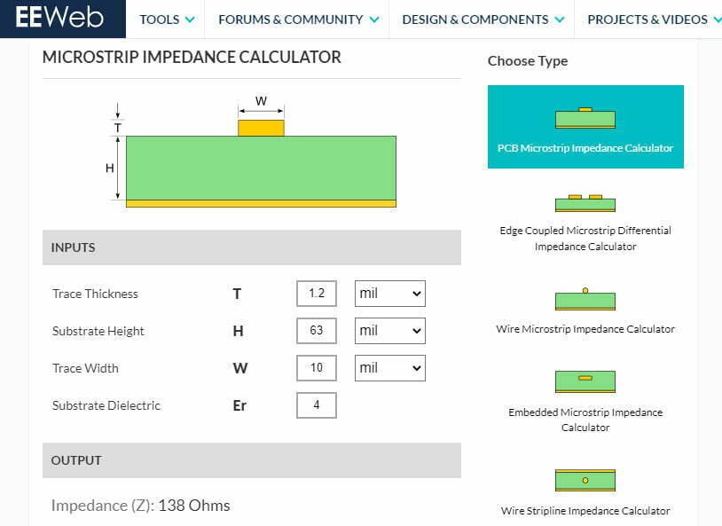 MICROSTRIP-IMPEDANCE-CALCULATOR