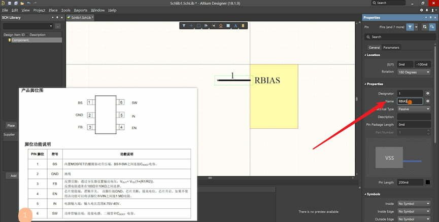 Setting pin properties