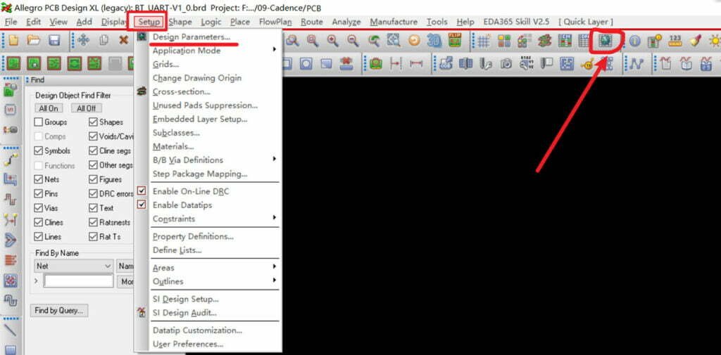 Setup Design Parameter