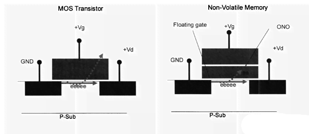 Flash memory vs MOS transistor