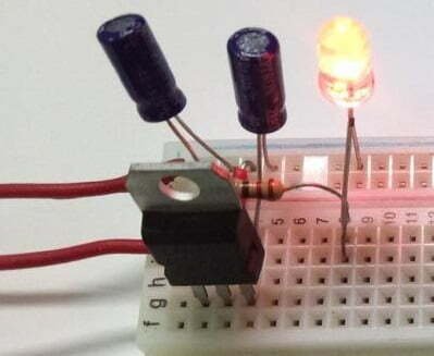 Connecting the power to LM7805 breadboard