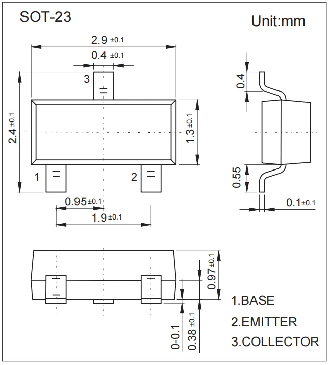 Package Size of MMBT3904 SOT-23