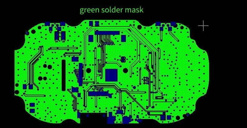 An example of green solder mask in bottom layer