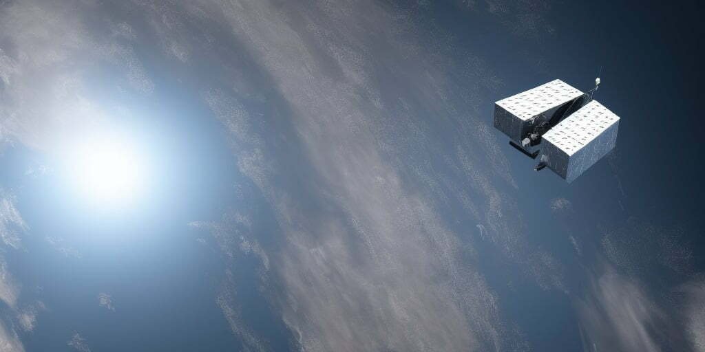 Cube Satellite near low earth orbit (LEO)