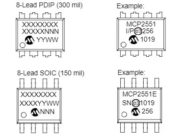 MCP2551 Package 8-Lead PDIP or SOIC