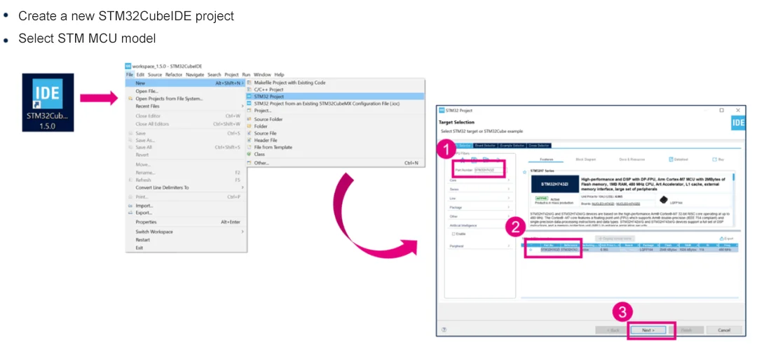 Create STM32CubeIDE New Project and Select STM MCU model