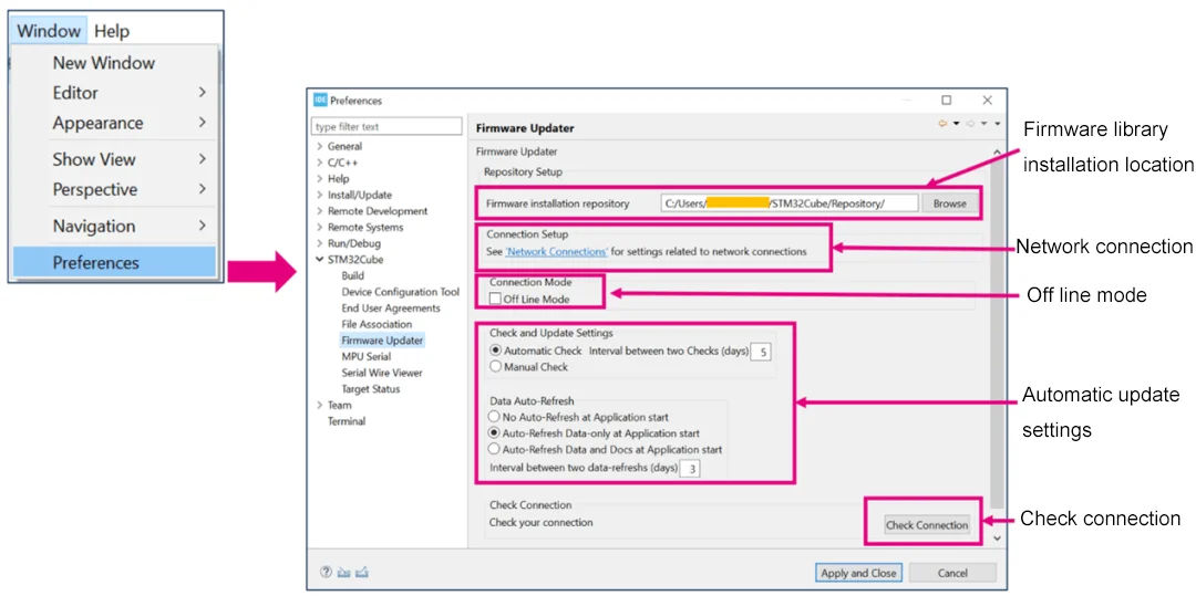 STM32CubeIDE Firmware Preferences Setting