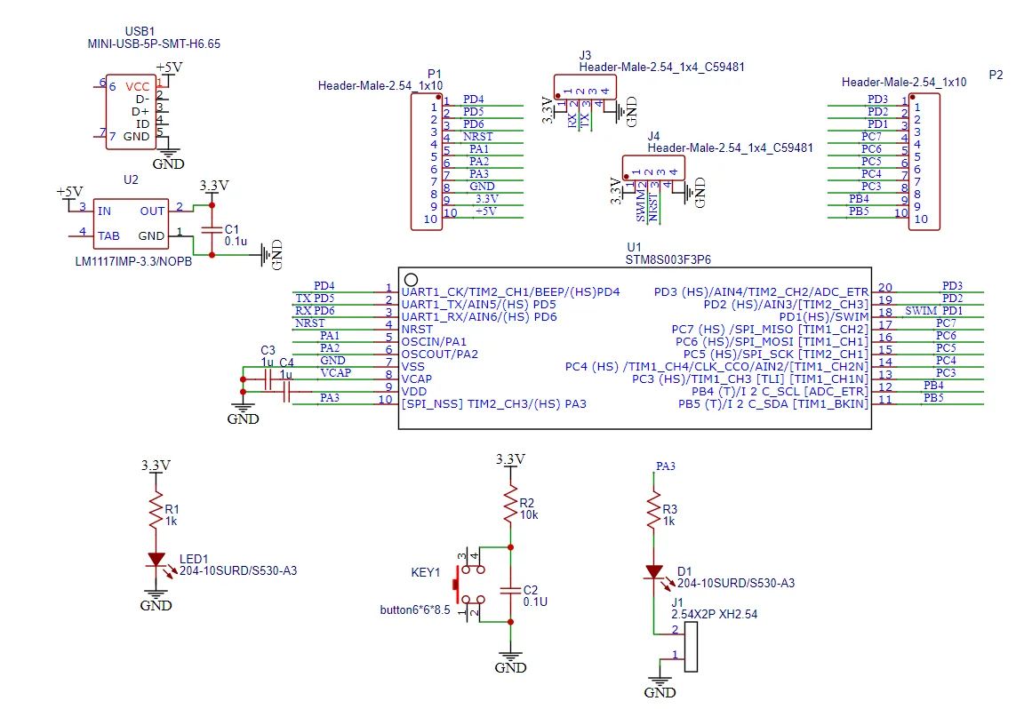STM8S003F3P6 Schematic Diagram