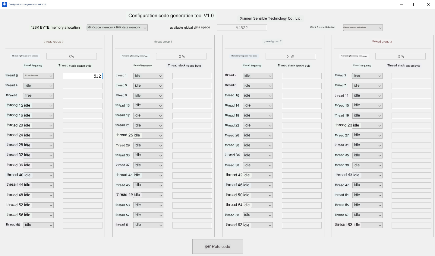 Setting Thread Configuration Tool