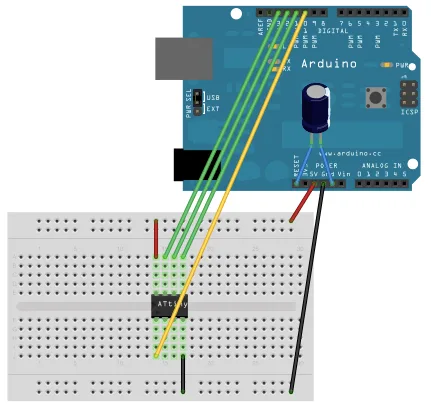 Connect ATtiny85 and Arduino Duemilanove Board