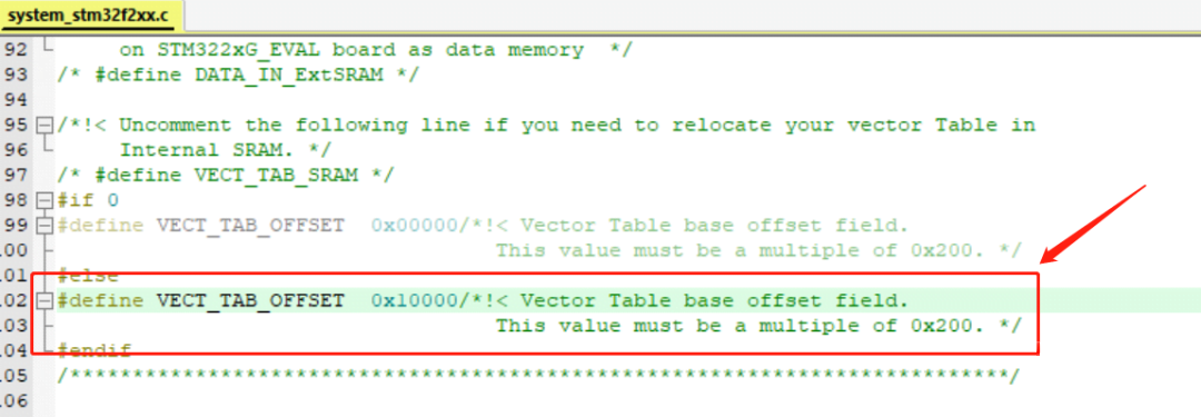 Define VECT_TAB_OFFSET of STM32 MCU