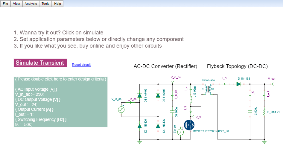 Infineon Designer – Online SPICE Simulator