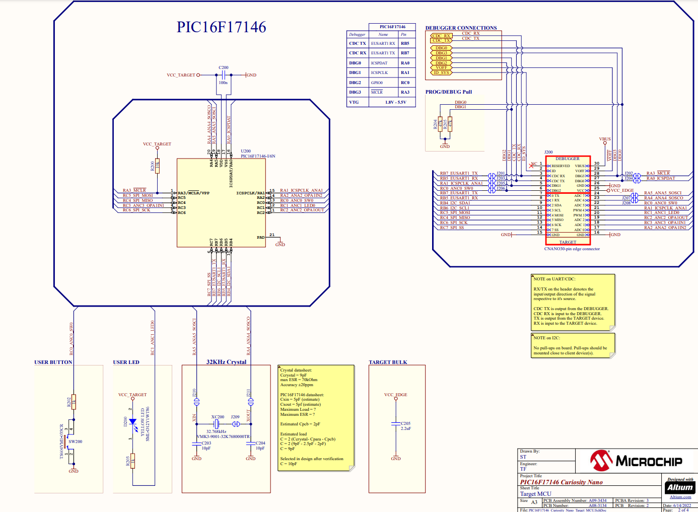 PIC16F17146 Curiosity Nano MCU Schematic