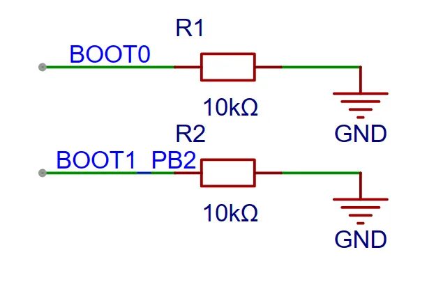 BOOT circuit schematic diagram of STM32F103C8T6 core board
