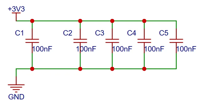 Decoupling circuit schematic diagram of STM32F103C8T6 core board