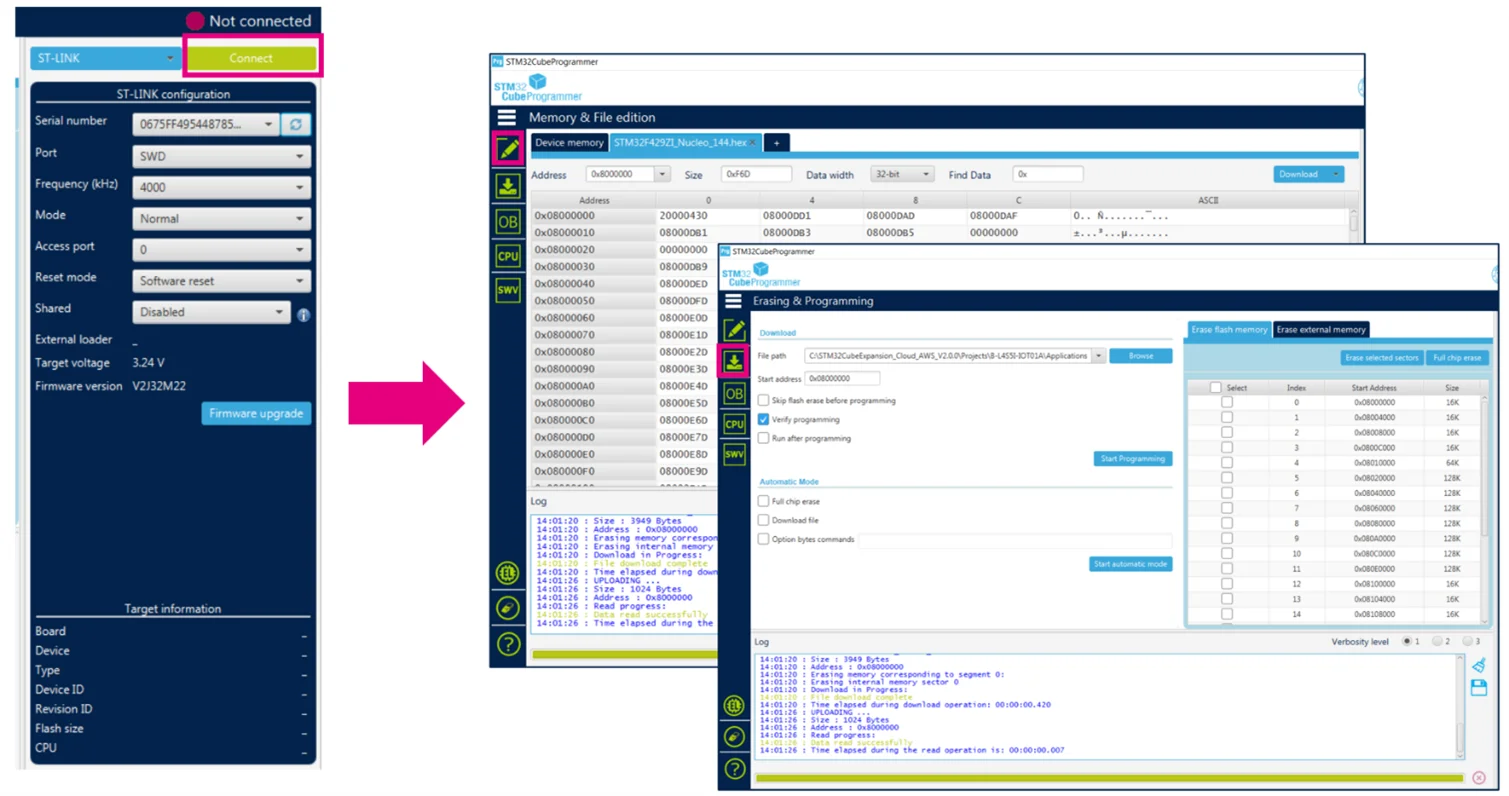 Erasing and Programming of STM32CubeProgrammer