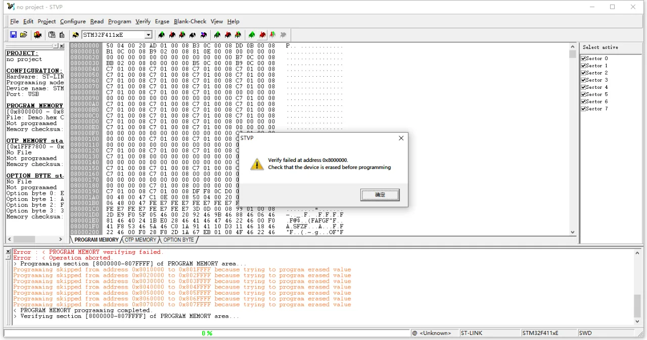ST Visual Programmer 6 Fail to Programming (Verify failed)
