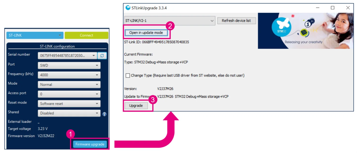 Firmware Upgrade of ST-LINK of STM32CubePorgrammer