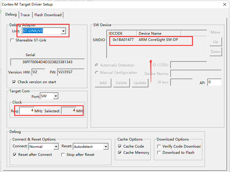 ST-LINKV2 Debug Adapter_Cortex-M Target Driver Setup_Keil