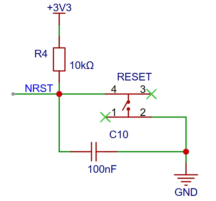 STM32F103C8T6 core board reset circuit schematic diagram