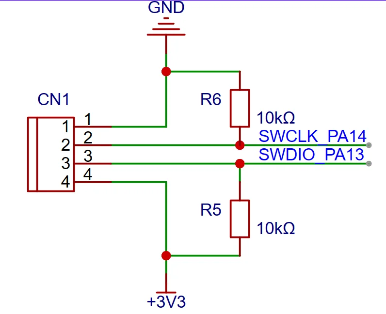 SWD download circuit schematic diagram of STM32F103C8T6 core board