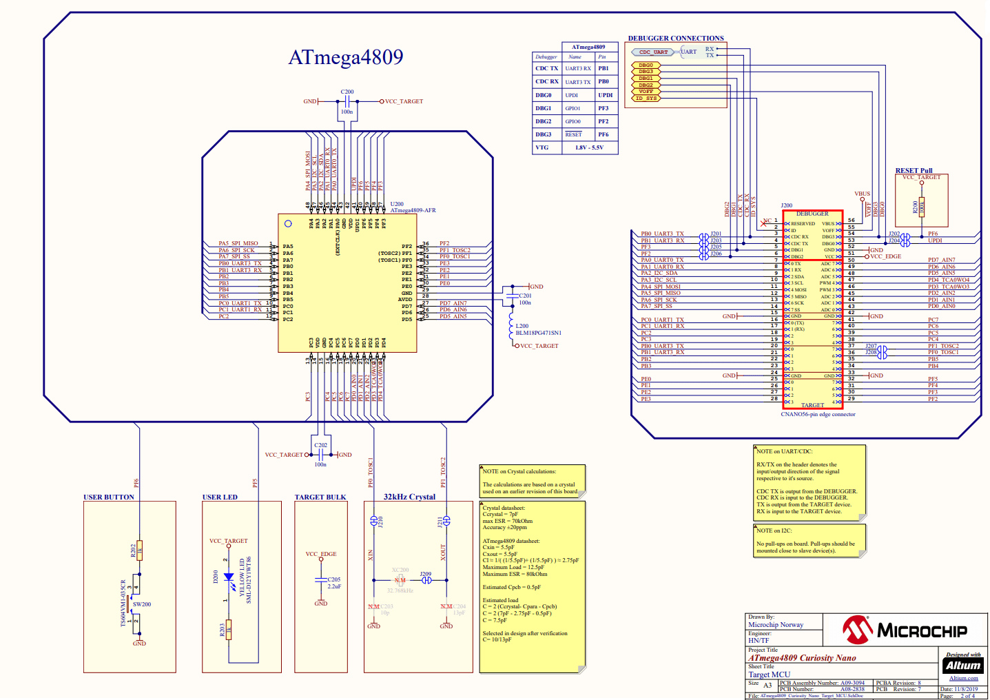 Schematic Diagram of ATmega4809 Curiosity Nano Board