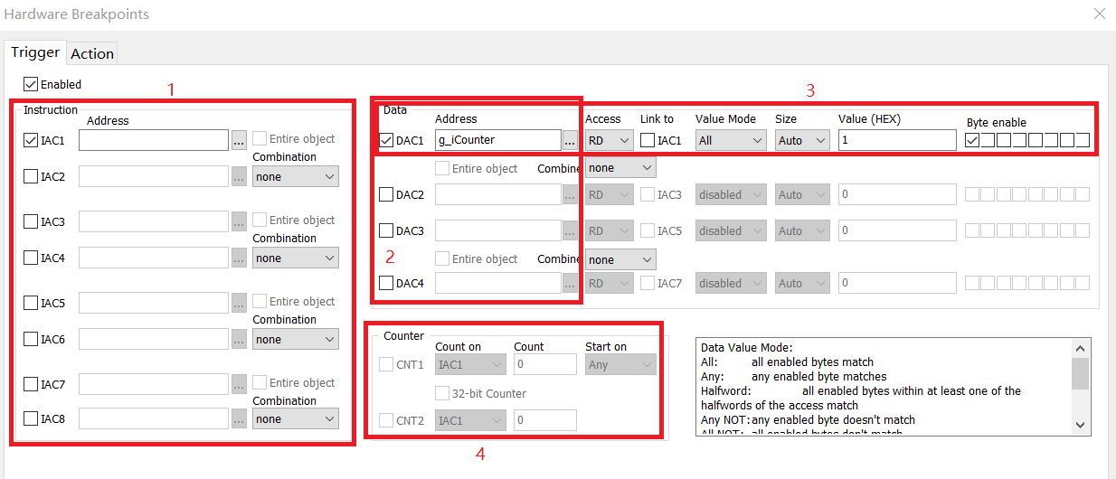 Setting Hardware Breakpoints Trigger in Debugging