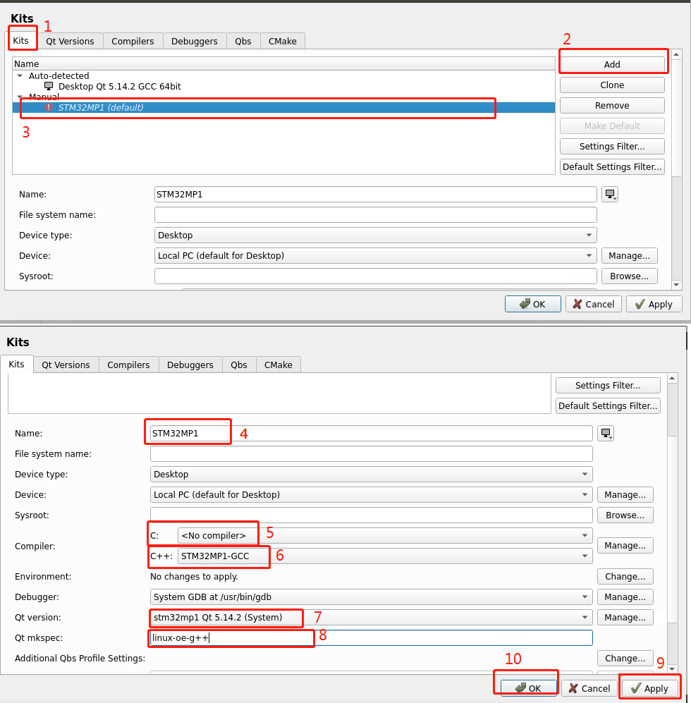 Configure kits compiler environment for STM32MP1