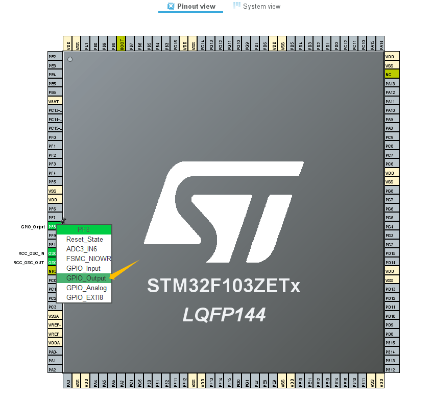 Set PF8 as GPIO _Output to Control LED