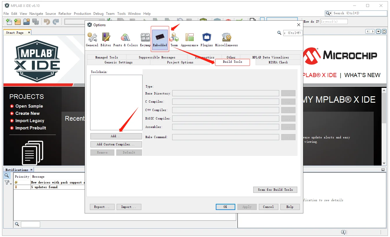 Click Embedded_Build Tools and Add Compiler