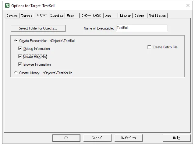 Keil μVision5: Tutorial for Beginners 13 Choose Creat HEX File Output Option for Target Project