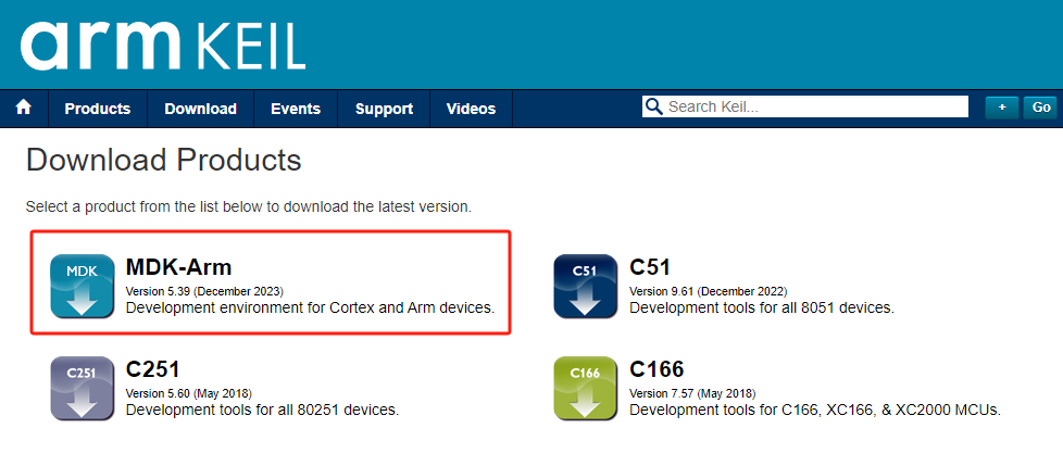 Download MDK-Arm Software from Keil
