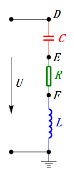 RLC series circuits with different voltage points