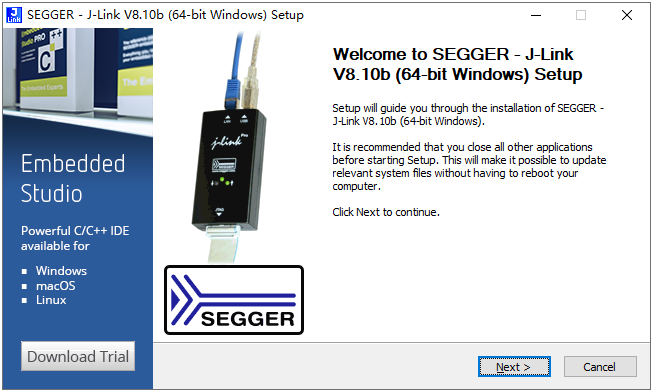 SEGGER J Link V8.10b 64 bit Windows Setup