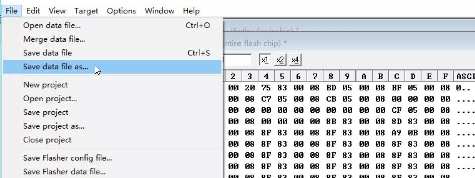 Save Data File as Hex Format