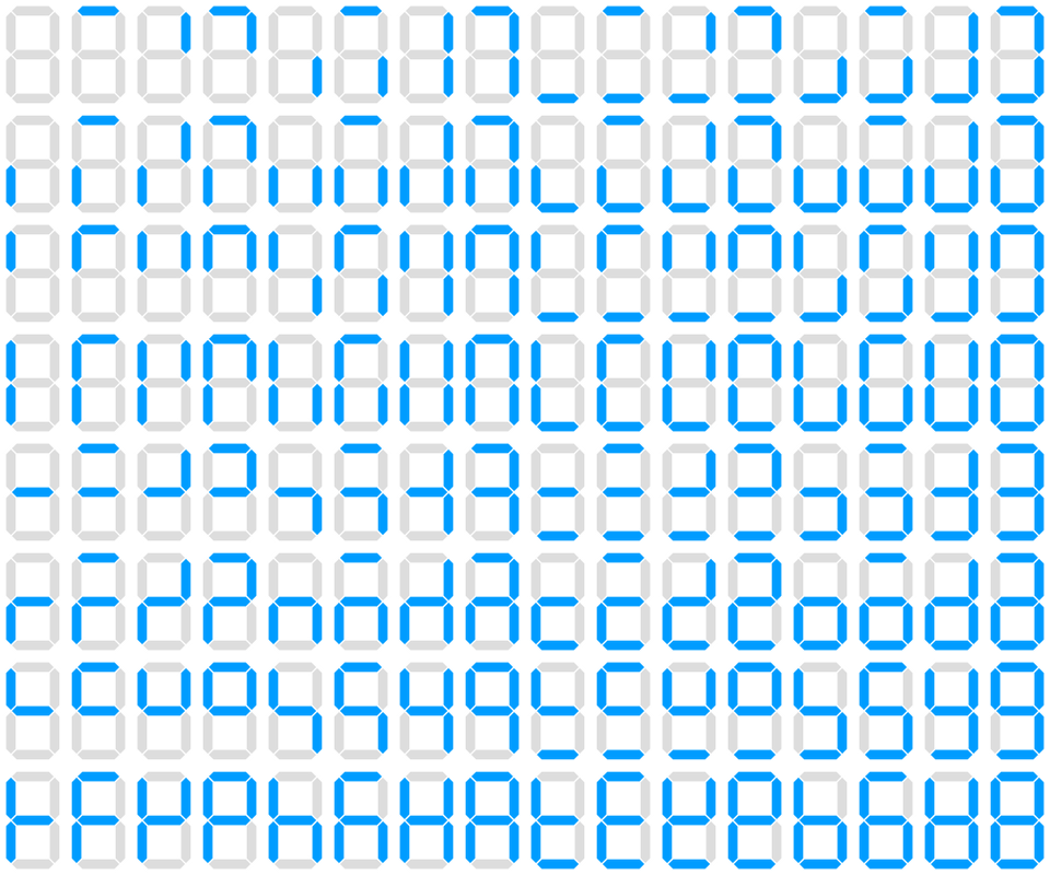 128 variations of 7 segment display