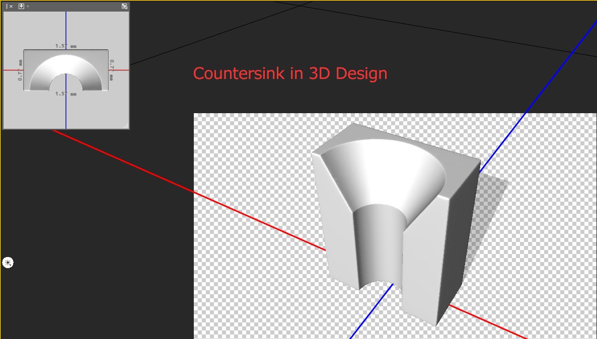 Counterbore vs Countersink 5 3D model of countersink conical recess with cross section