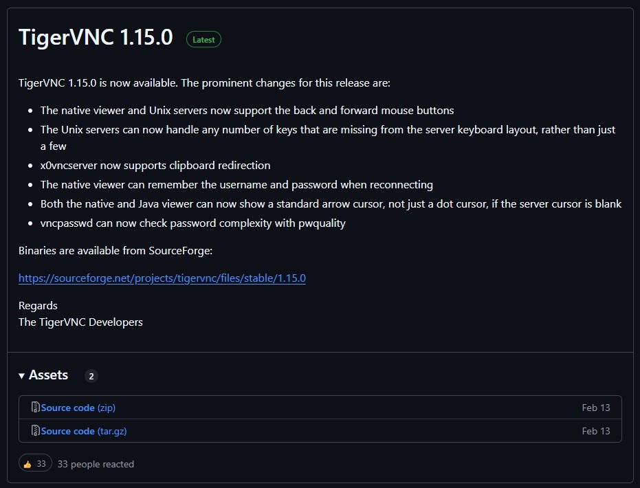 How to Use VNC for Raspberry Pi Remote Access? 6 Announcement for TigerVNC 1.15.0 release listing new features download link and available source code assets