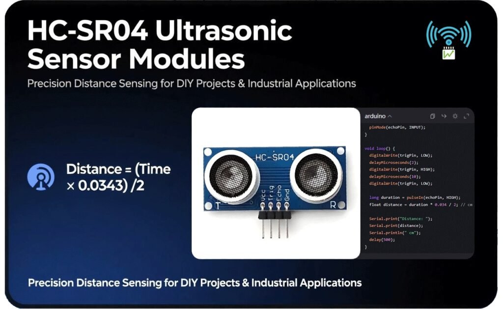 HC SR04 Ultrasonic Sensor with formula and code for distance sensing
