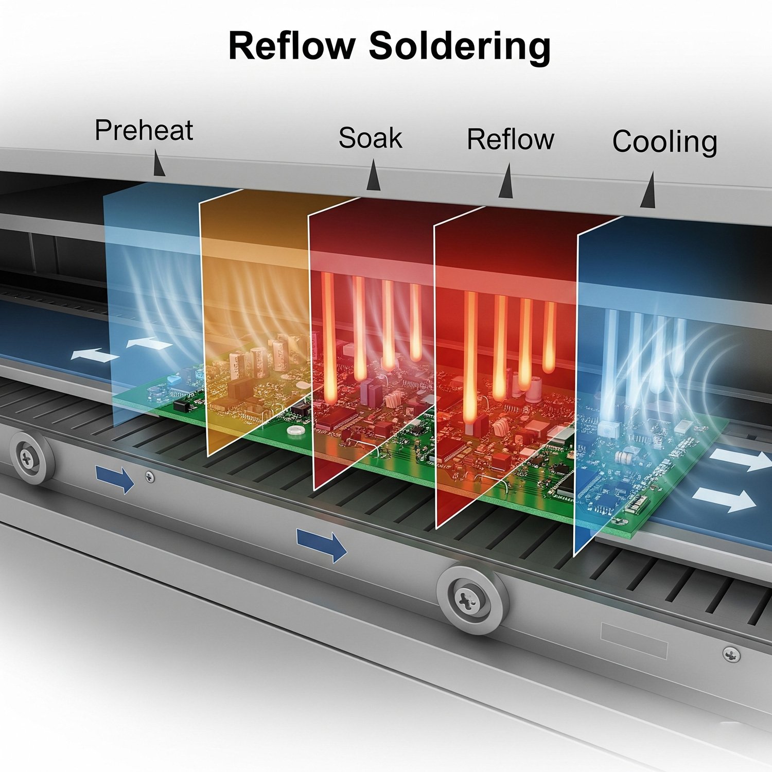 Diagram of the reflow soldering process