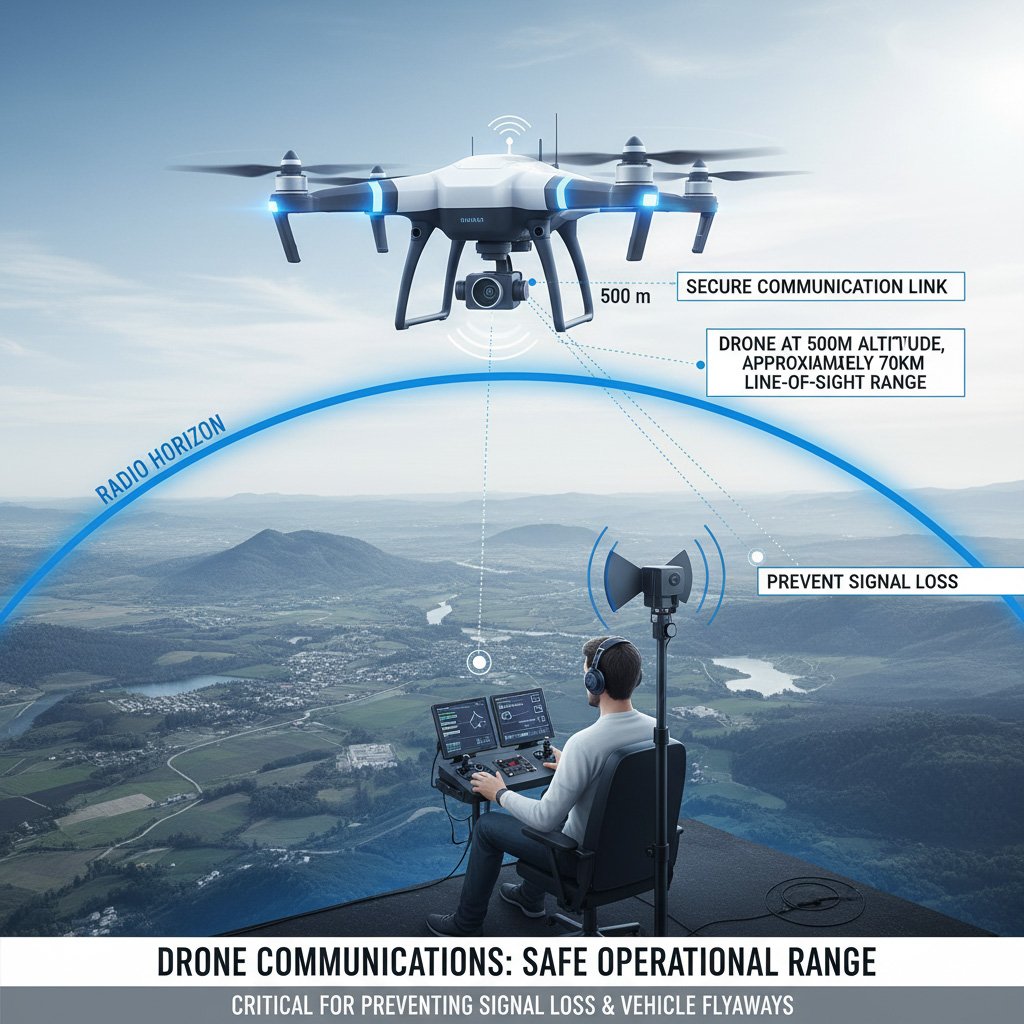 Drone communication range diagram