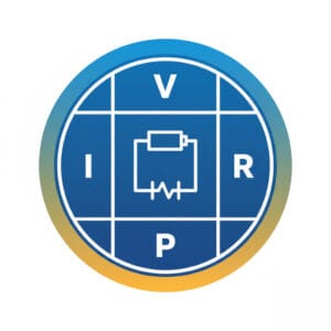 3D visualization of Ohm's Law triangle showing the relationship between Voltage, Current, Resistance, and Power