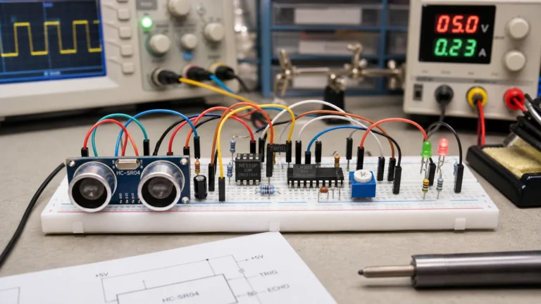 HC-SR04 ultrasonic sensor with analog switch support circuitry