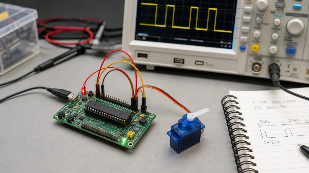 PIC Basic Pro HPWM servo control timing setup